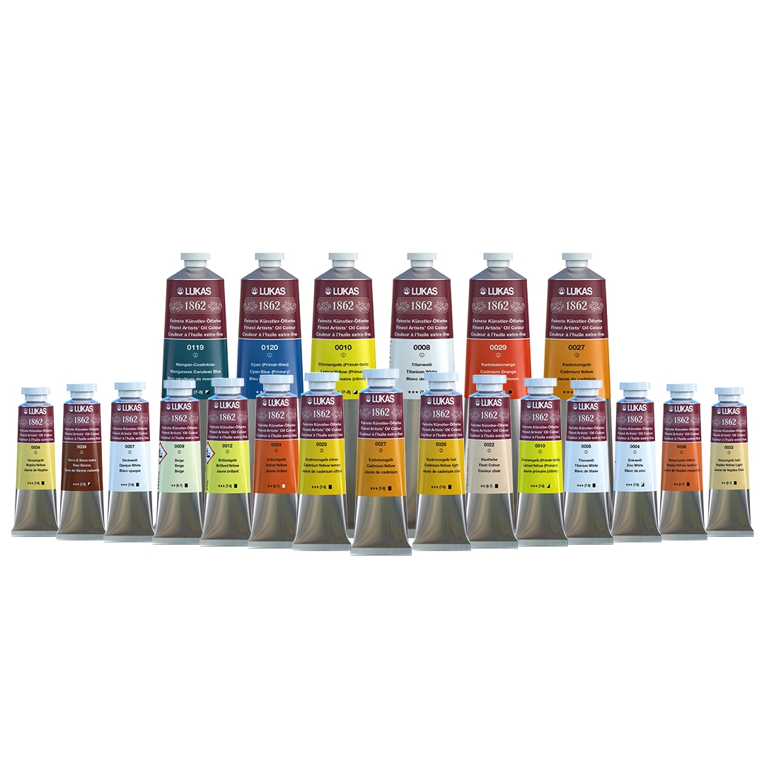  Lukas 1862 Pintura al óleo profesional para artistas, secado  rápido, no amarillea, pintura al óleo altamente pigmentada, colores  surtidos, 0.3 fl oz (0.3 fl oz), juego de 12 : Arte y Manualidades